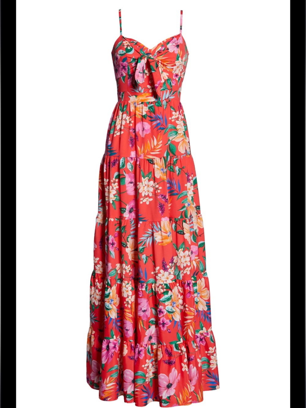 ELIZA J Floral Tie Front Tiered Maxi Dress 8